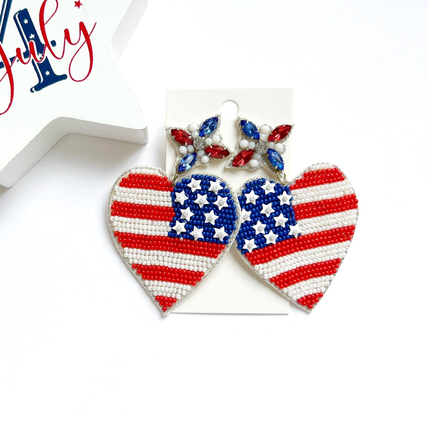 Patriotic Heart Earrings
