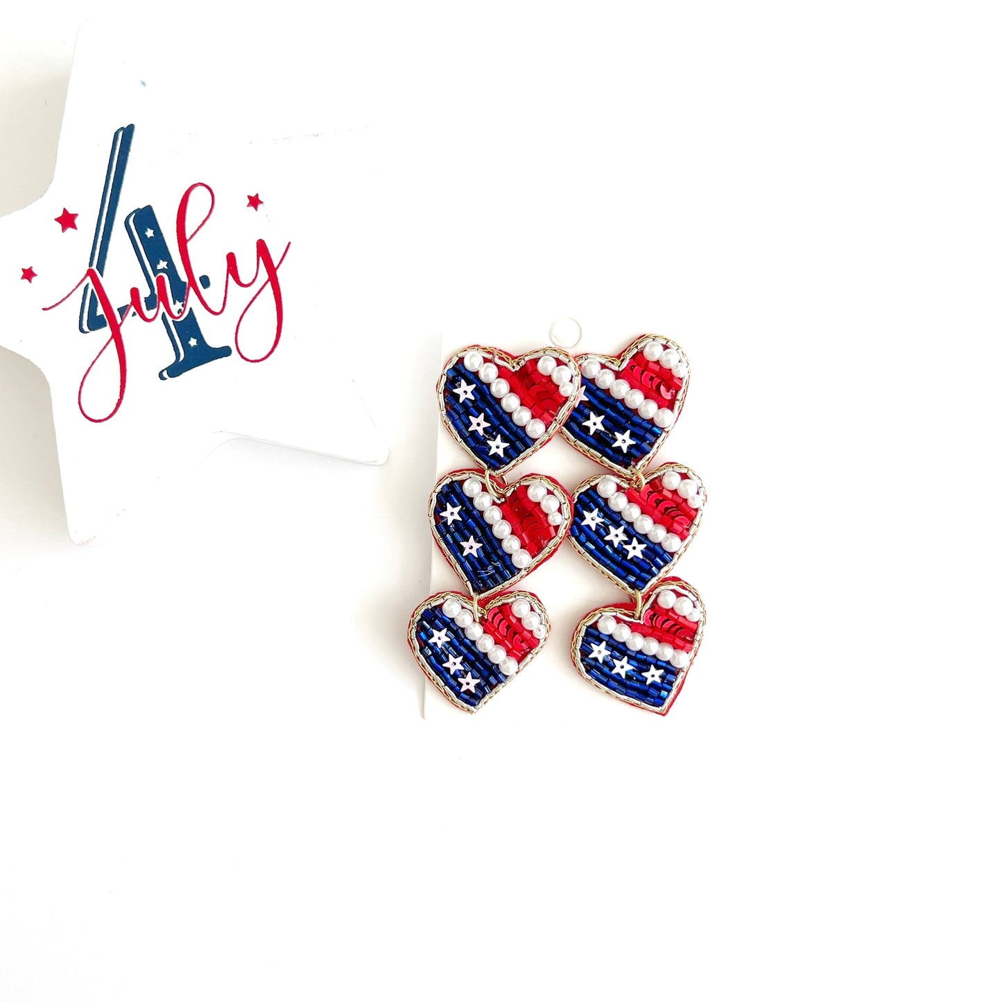 Patriotic Stacked Heart Earrings