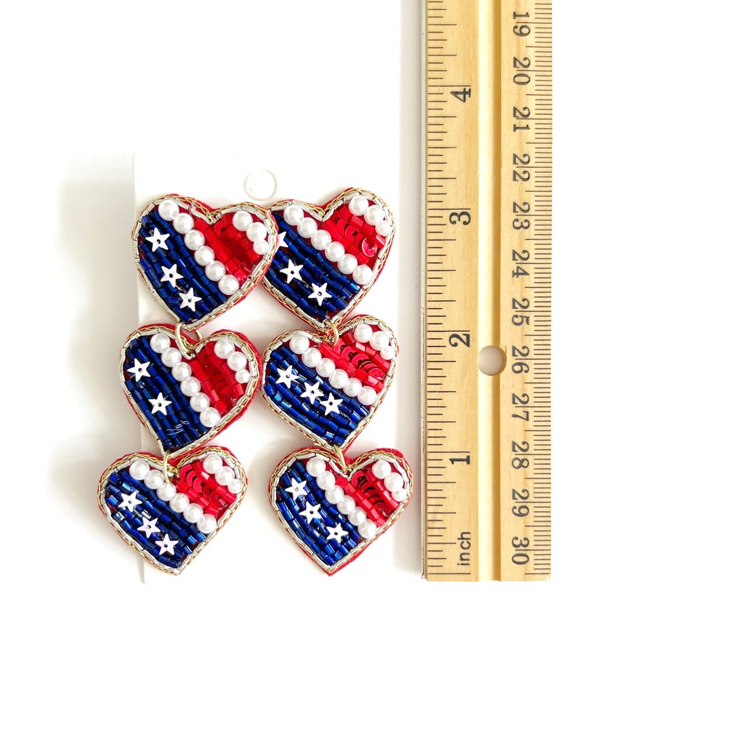 Patriotic Stacked Heart Earrings