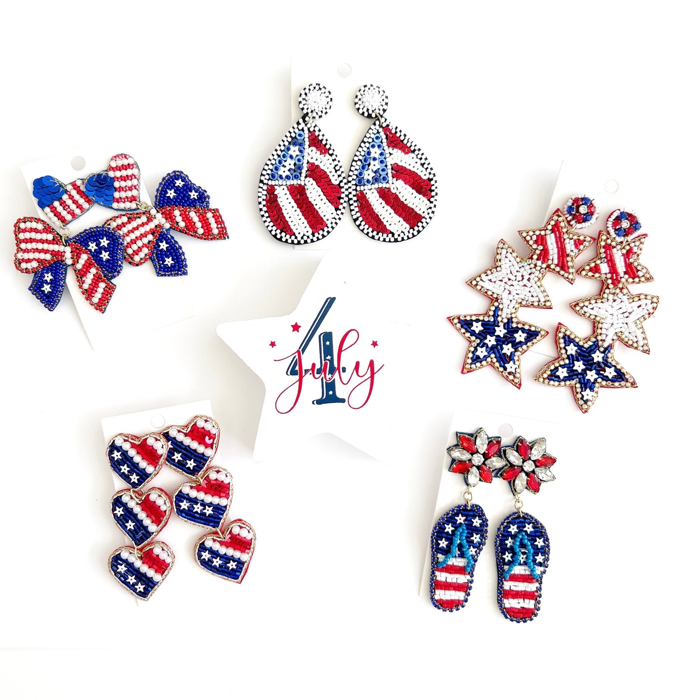 Patriotic Stacked Heart Earrings