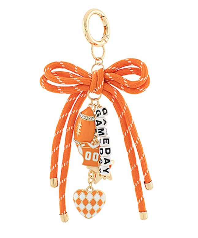 Game Day Bag Charm / Keychain - Orange White