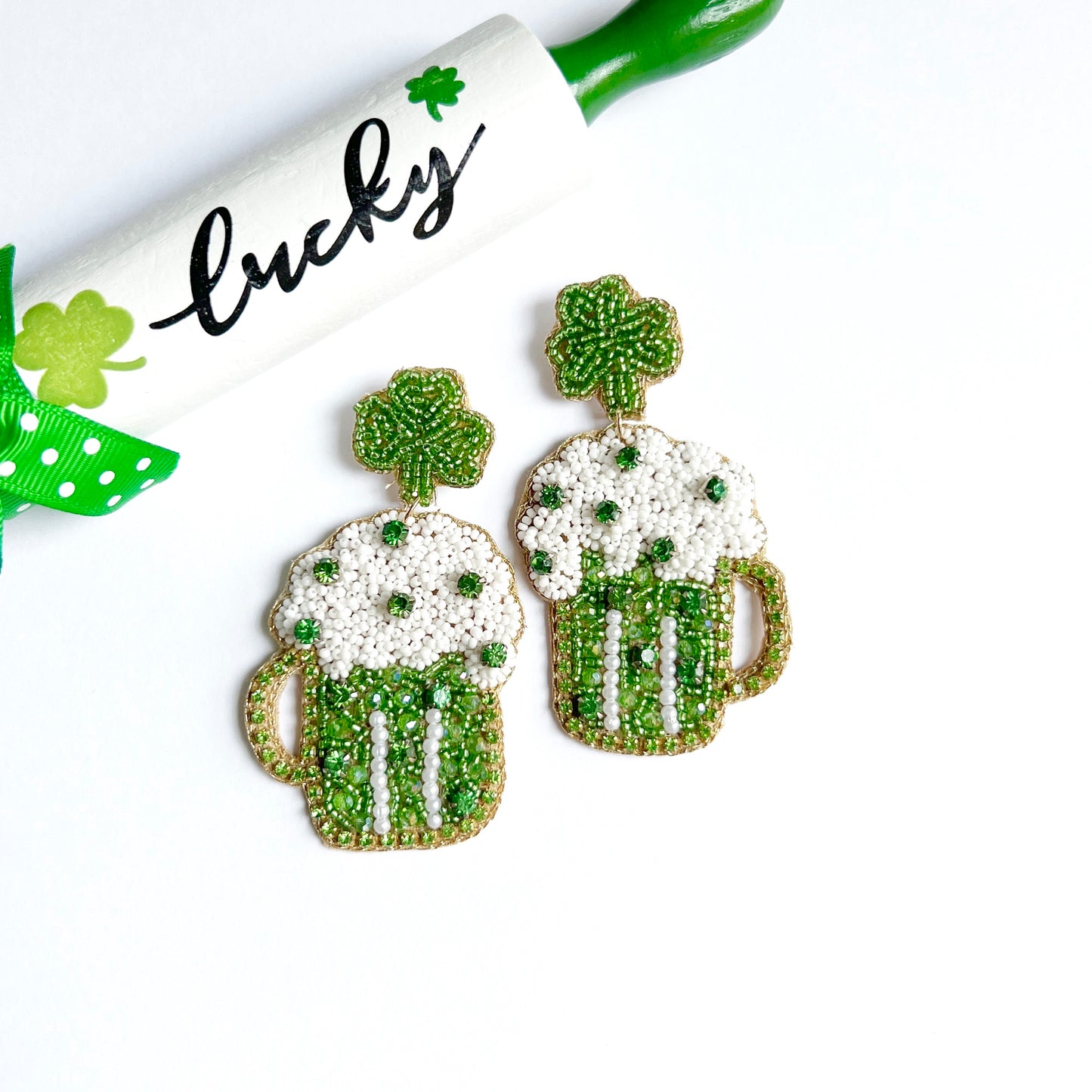 Green Beer Earrings