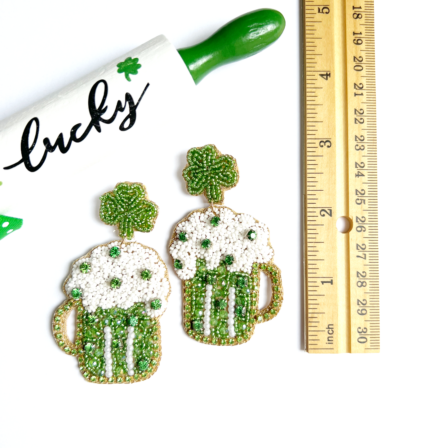 Green Beer Earrings