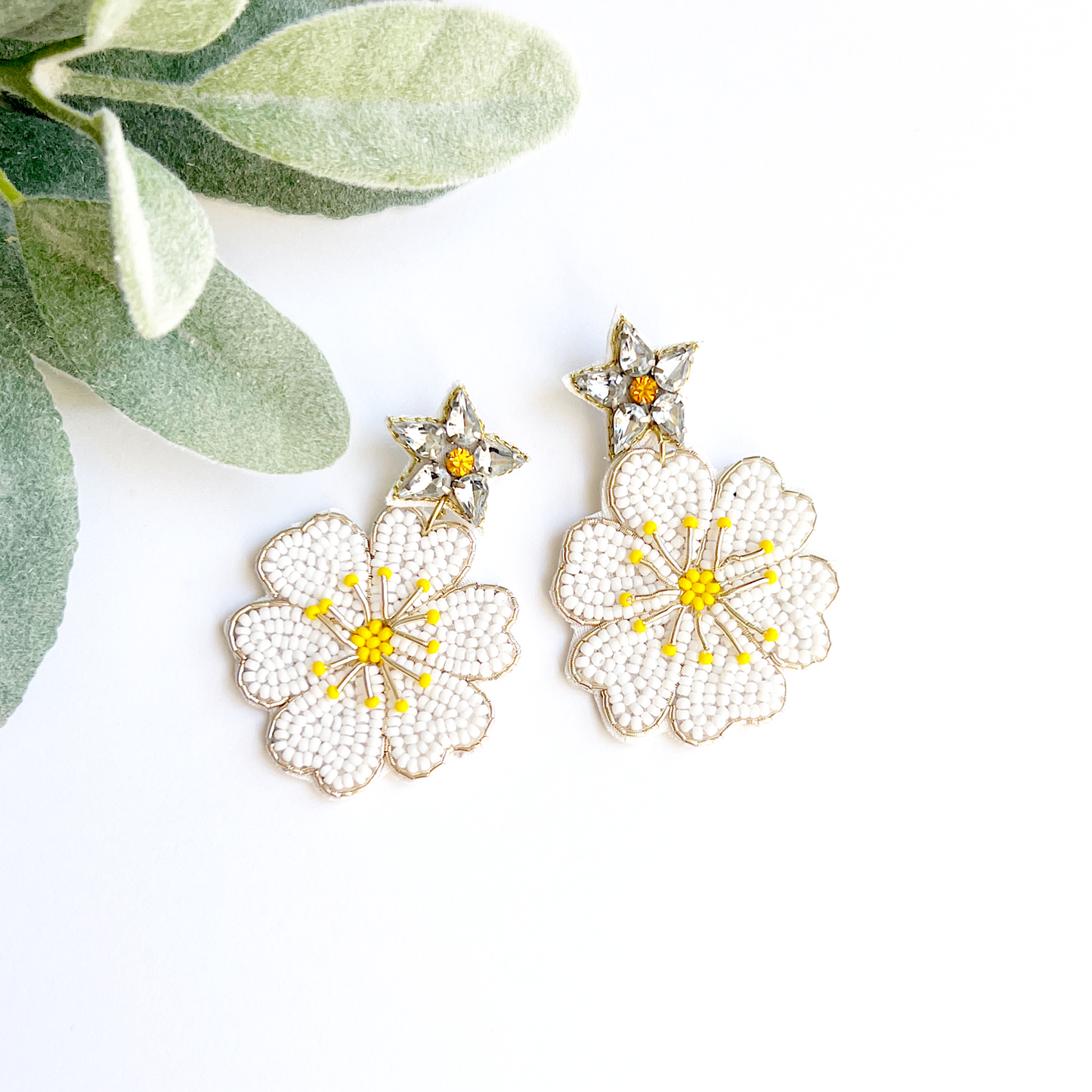 White Flower Earrings