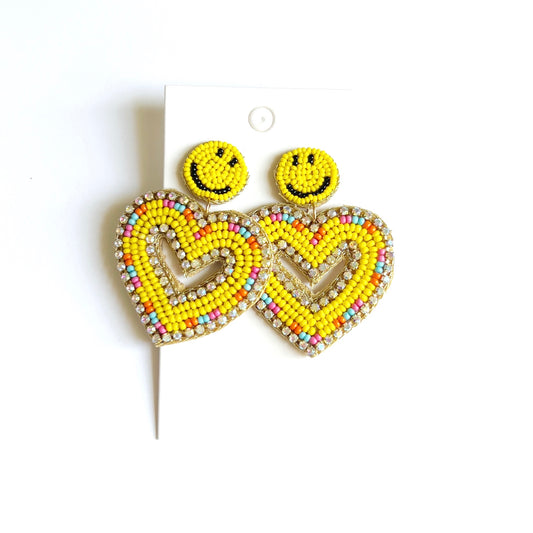 Smiley Face Heart Earrings