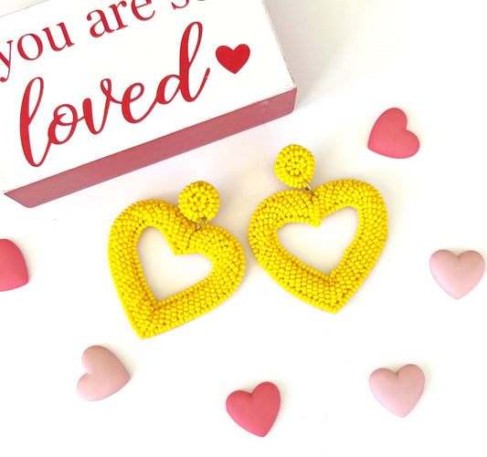yellow heart earrings