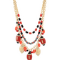 Game Day Football Charm Necklace - Red Black