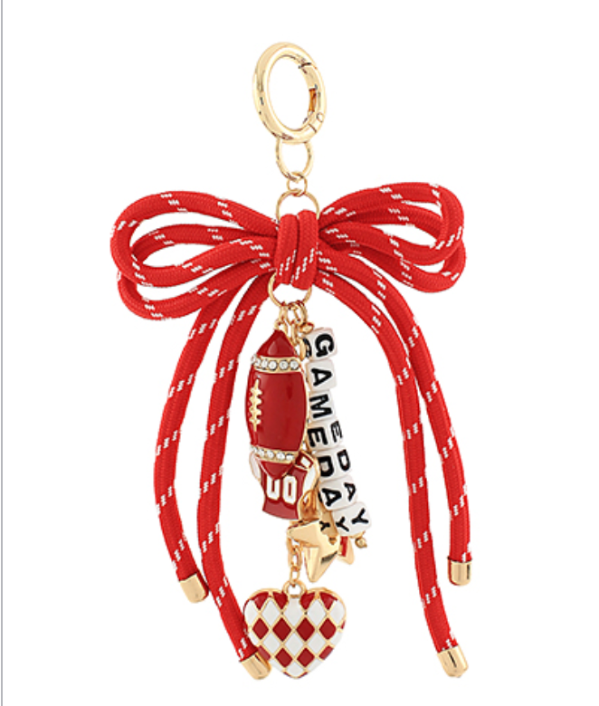 Game Day Bag Charm / Keychain - Red White