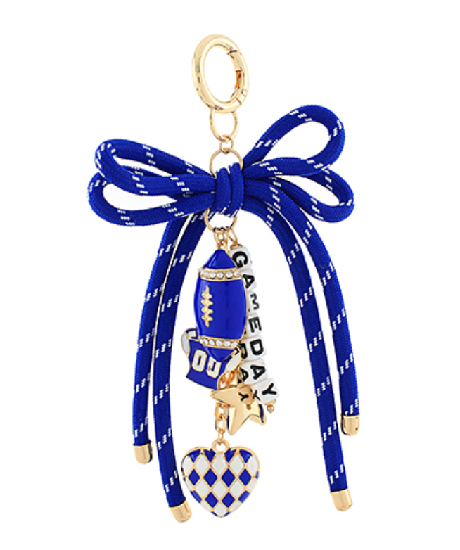 Game Day Bag Charm / Keychain - Blue White