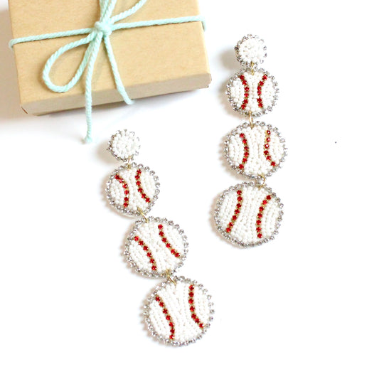 Stacked Baseball Earrings