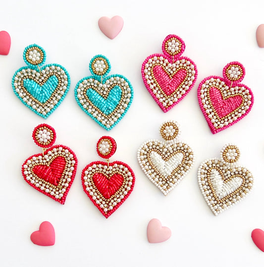 Beaded Heart Earrings