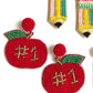school teacher earrings, back to school earrings, earrings for teachers, pencil earrings, apple earrings