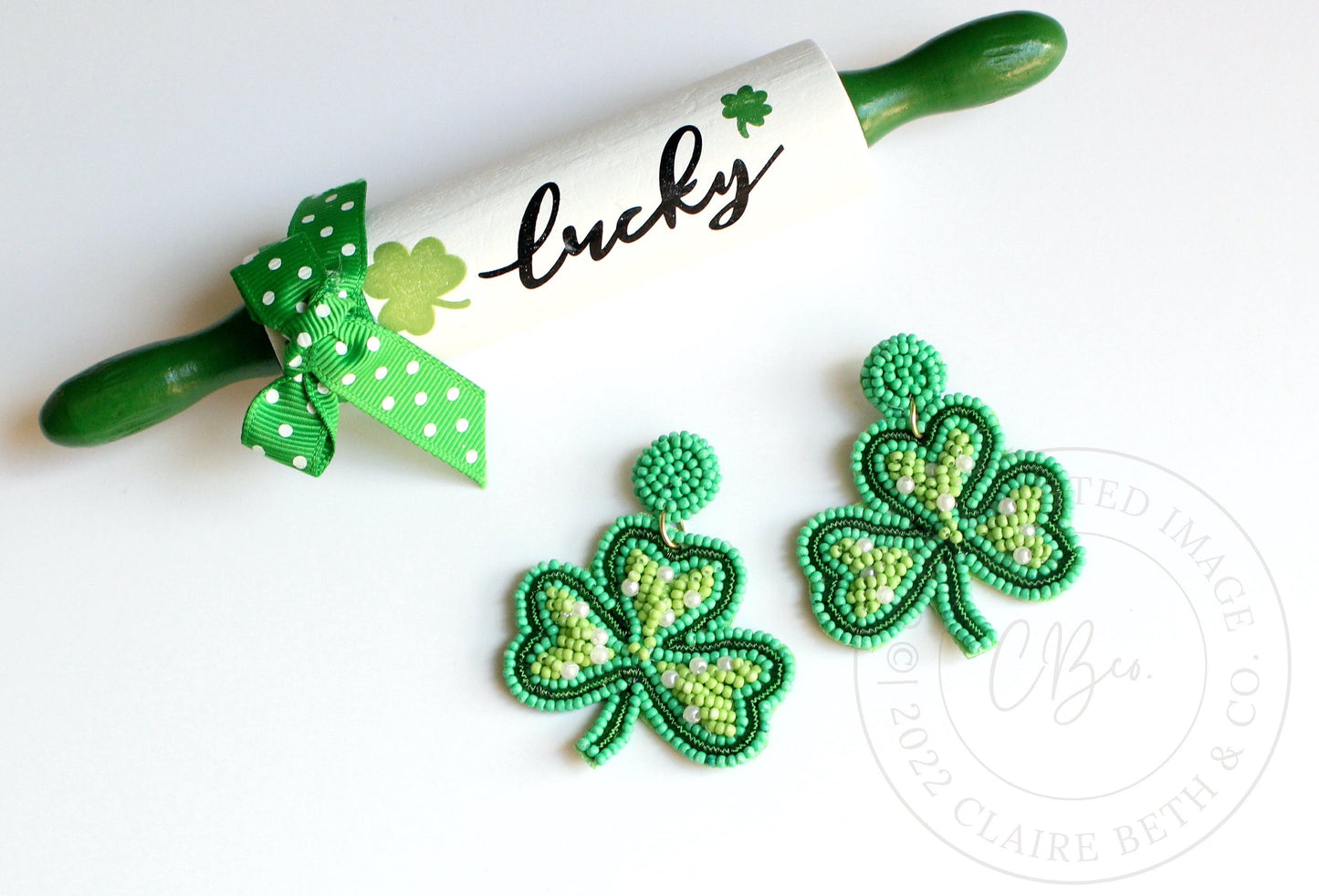 St. Patrick's Day Earrings, Green Shamrock Earrings, Green Lucky Charm Earrings, Fun Earrings, Cute Earrings, Beaded Earrings, St. Patricks