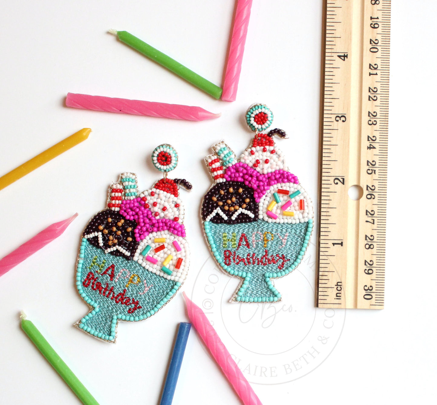 Happy Birthday Ice Cream Earrings