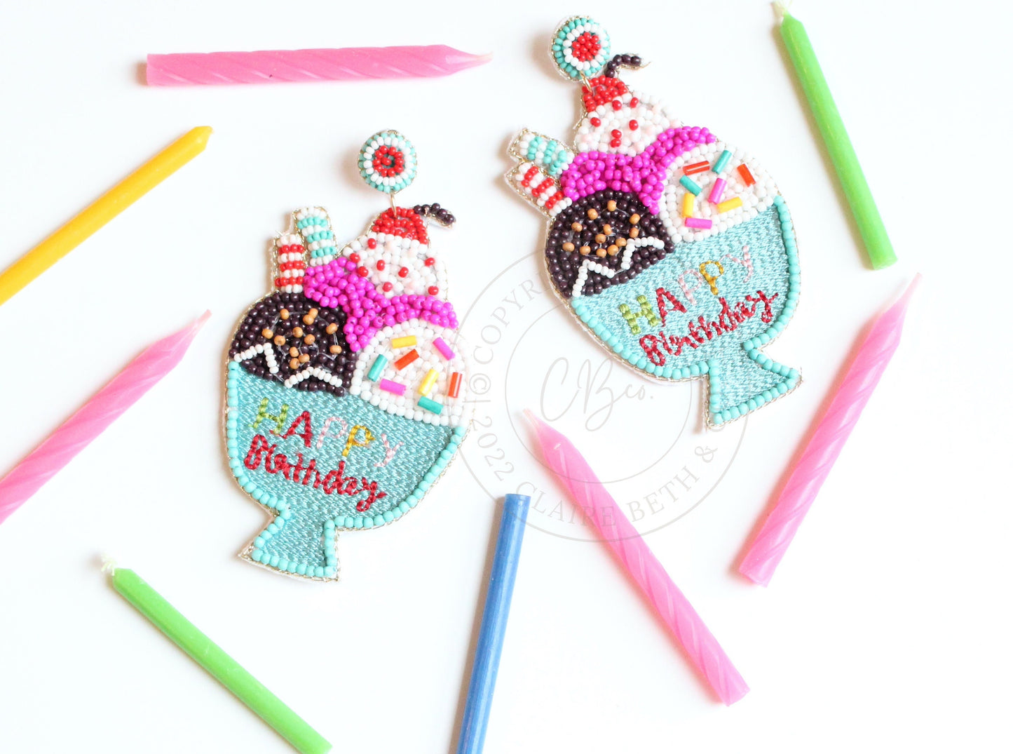 Happy Birthday Ice Cream Earrings
