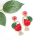cherry drink beaded earrings