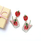 Strawberry Drink Beaded Earrings, Strawberry Earrings, Strawberry Gift, Strawberry Theme Earrings, Red and Pink Strawberry Beaded Earrings