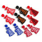 hand beaded assortment of cheer megaphone earrings with rhinestones lining the outside