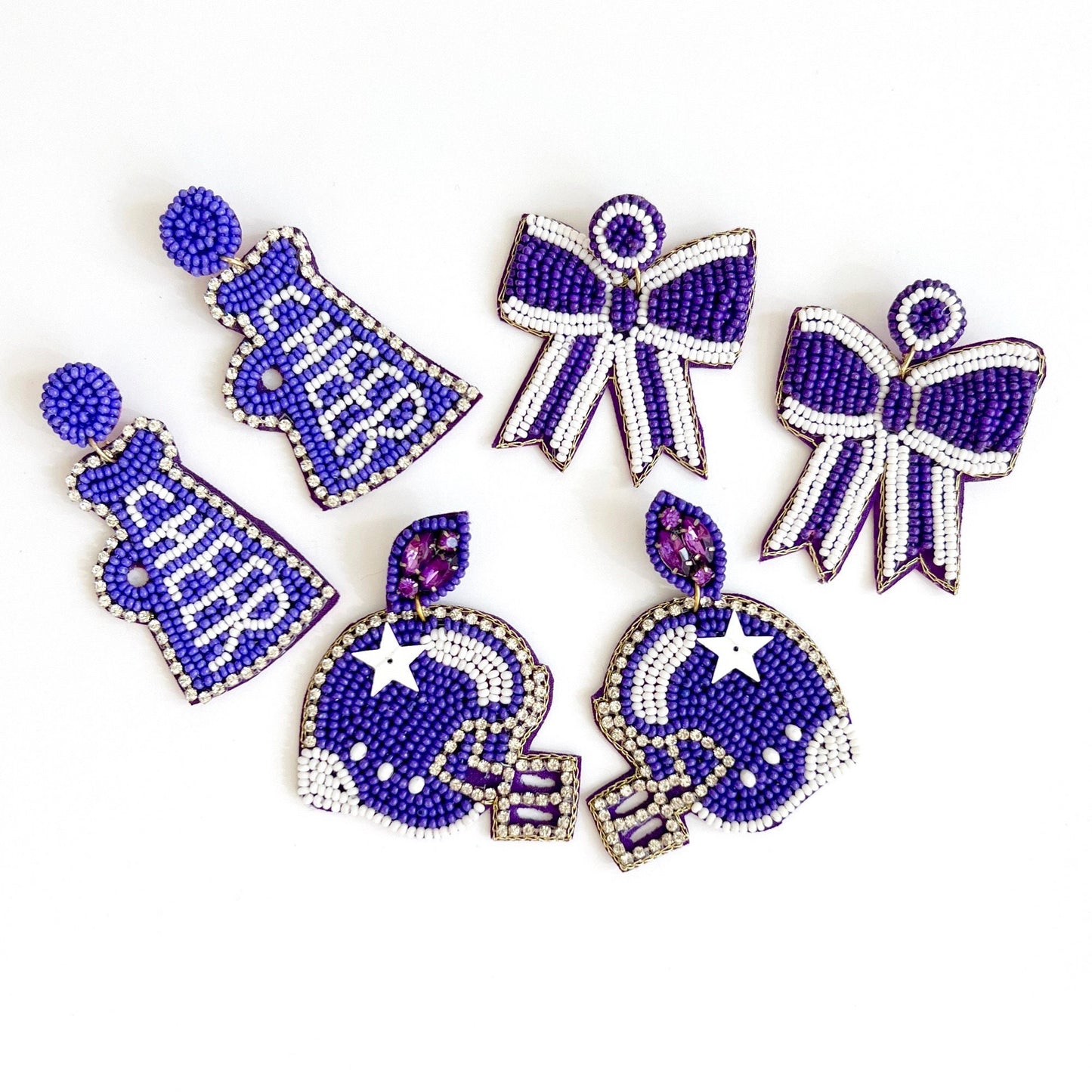 Purple Football & Cheer Earrings
